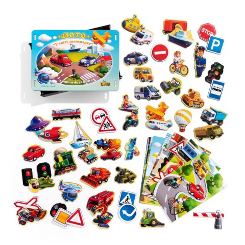 Настільна розвиваюча гра "Лото: транспорт" Ubumblebees (ПСФ082) PSF082, 52 фігурні фішки
