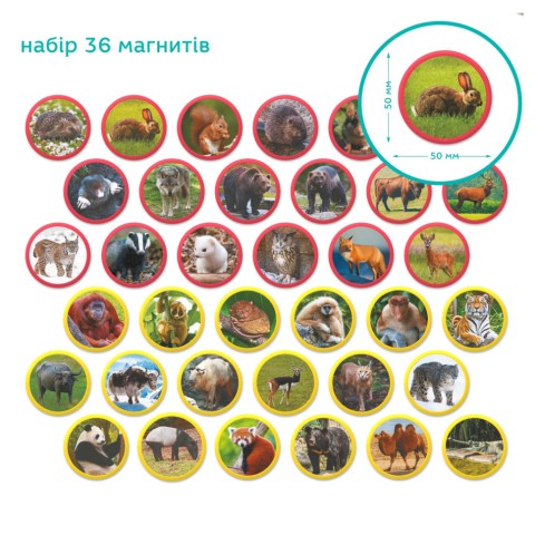 Дитячий магнітний набір Монтесорі "Тварини на континентах: Євразія" DoDo Toys 200285, 36 елементів
