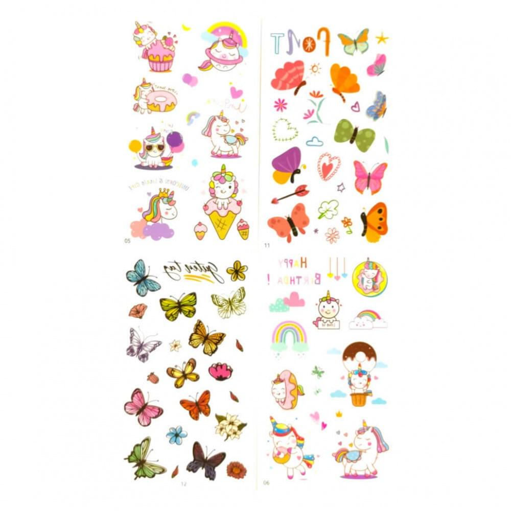 Набір дитячих тимчасових тату «Метелики та єдинороги» tattoo-kids-mini-set-unico