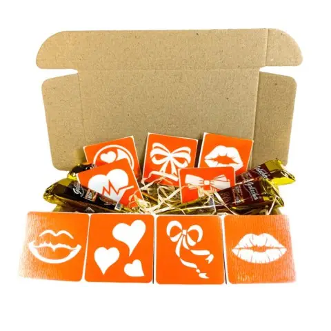 Набір хни з трафаретами для біо-тату №10 henna-set-10, 9 трафаретів