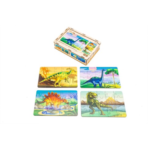Дерев’яний дитячий пазл 4в1 "Динозаври" Puz-74598, 80 елементів