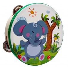 Дерев'яна іграшка Бубен "Слоник" MD 0367-50 діаметр 15 см