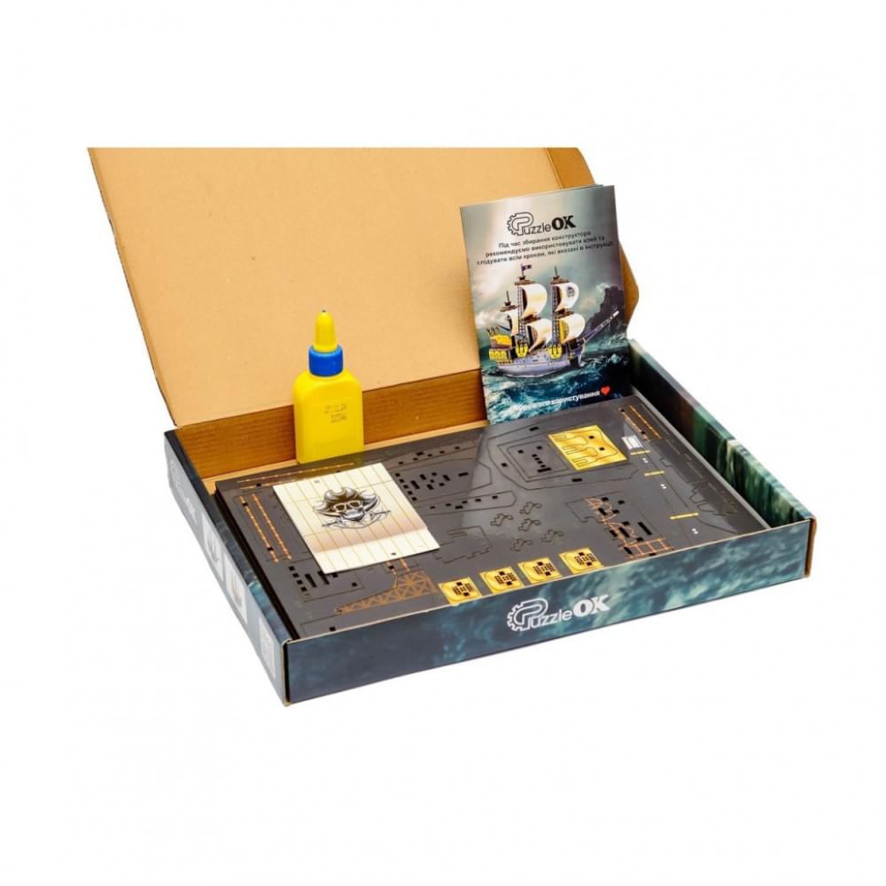 Дерев'яний 3D конструктор "Піратський корабель" Puz-00928, 196 деталей