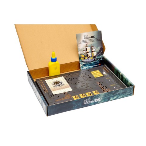 Дерев'яний 3D конструктор "Піратський корабель" Puz-00928, 196 деталей