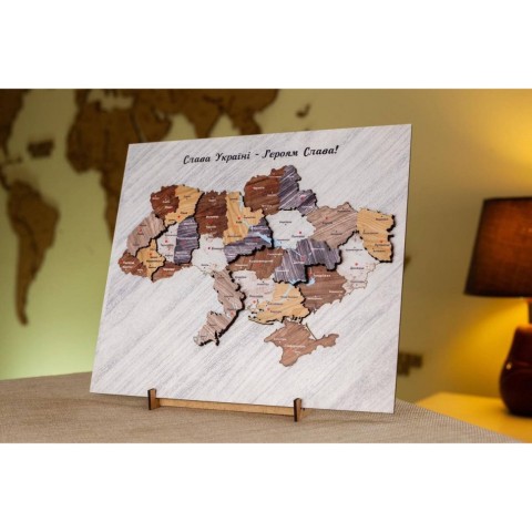 Двошарова дерев’яна "Карта України" Арт-00351 на підставці
