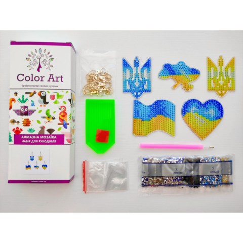 Набір брелків алмазна викладка "Символи України" BR38, 5 шт