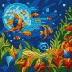Картина за номерами "Вітраж. Морський світ" ©art_selena_ua KHO5171, 30x30 см