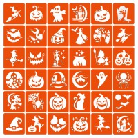 Набір трафаретів для біо-тату "Хелловін №3" Hallowween-3-36, 36 трафаретів 5х5 см
