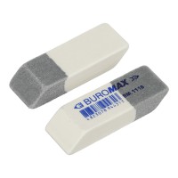 Гумка подвійна з абразивною частиною BM.1118, 41x14x8 мм, біло-сірий