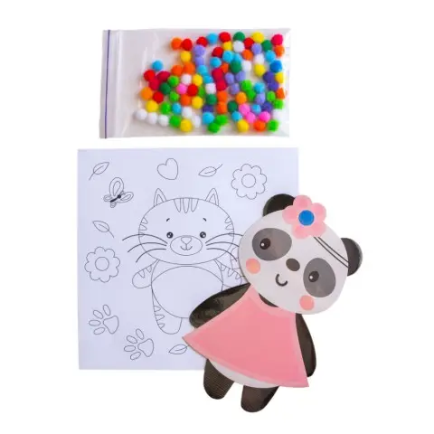 Набір для творчості Панда Pompon Art 10100691, 100 помпонів та розмальовка