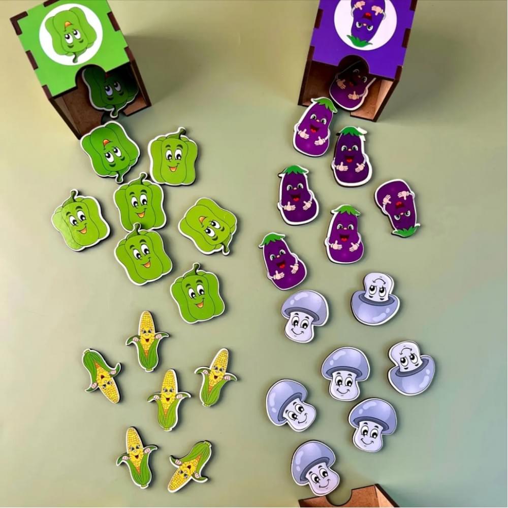 Дерев'яна настільна гра "Овочі -1" Ubumblebees (ПСД007) PSD007 сортер-комодик