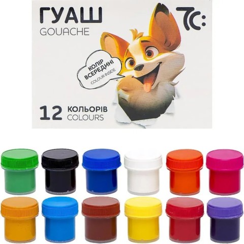 Дитячі гуашеві фарби 7C21203, 12 кольорів по 10 мл