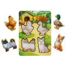 Дерев'яний пазл-вкладиш "Домашні тварини-2" Ubumblebees (ПСФ054) PSF054 фон із підказкою