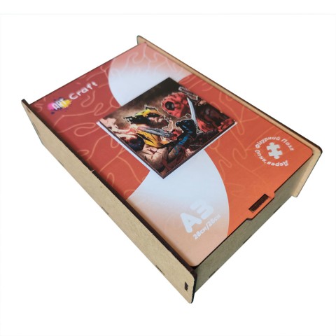 Фігурний пазл з дерева "Дедпул і Росомаха" PZ002-A3W-AC 180-250 деталей, А3 з мішечком і стрічкою