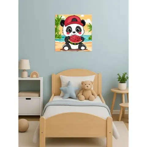 Картина за номерами "Літо. Панда з кавуном ©art_selena_ua KHO1251, 25х25 см