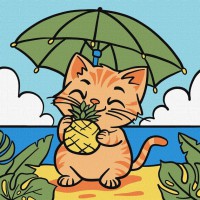 Картина за номерами "Котик і ананас" ©art_selena_ua KHO1243, 25х25 см