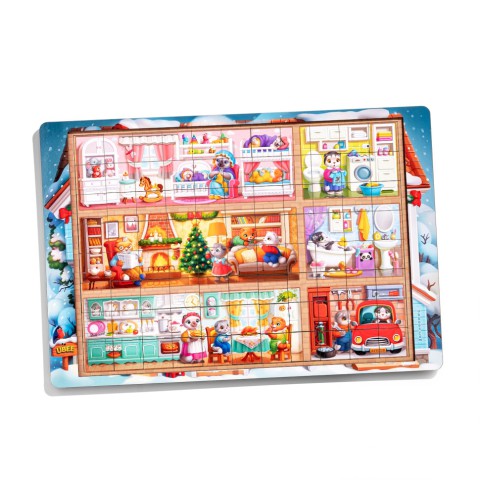 Пазл дитячий дерев'яний "Котячий будинок" (ПСД249) PSD249, 176 елементів