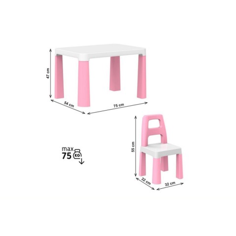 Дитячий стіл із двома стільцями 0457TXK рожевий