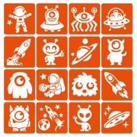 Набір трафаретів для біо-тату "Монстри та ракети №2"o monsters-and-rockets-2-6x6-16