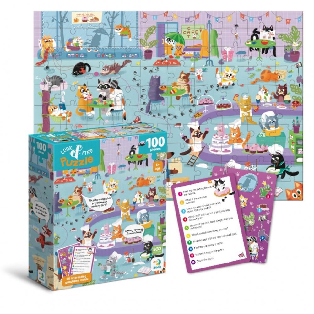 Дитячий пазл Шукай та знаходь "Котяче кафе" DoDo Toys 300667, 100 елементів