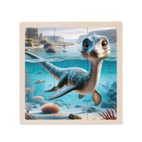 Дитячий дерев'яний пазл-вкладиш "Плезіозавр" MD 1509-20, 6 елементів