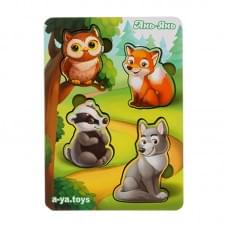 Дерев'яний пазл-вкладиш "Лісові тварини-2" Ubumblebees (ПСФ058) PSF058 фон із підказкою