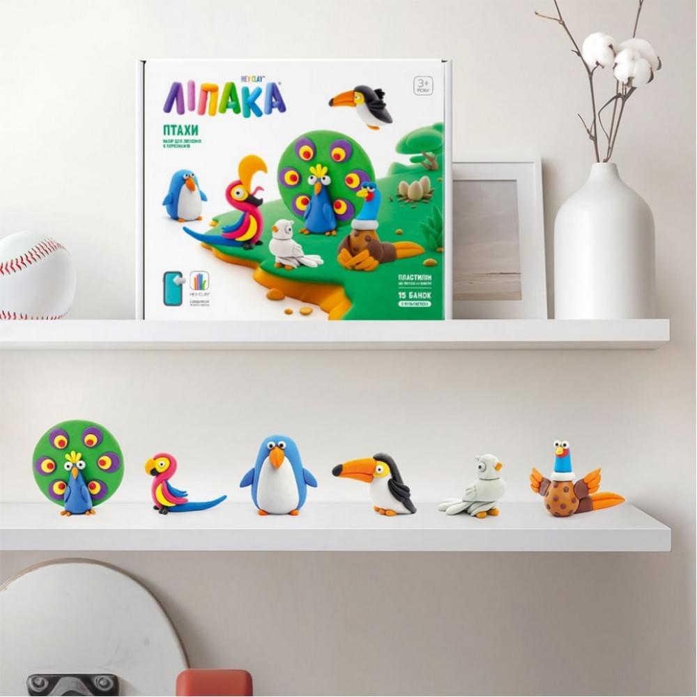 Меганабір пластиліну "Птахи" ЛІПАКА 15013-UA01 самостійно твердне