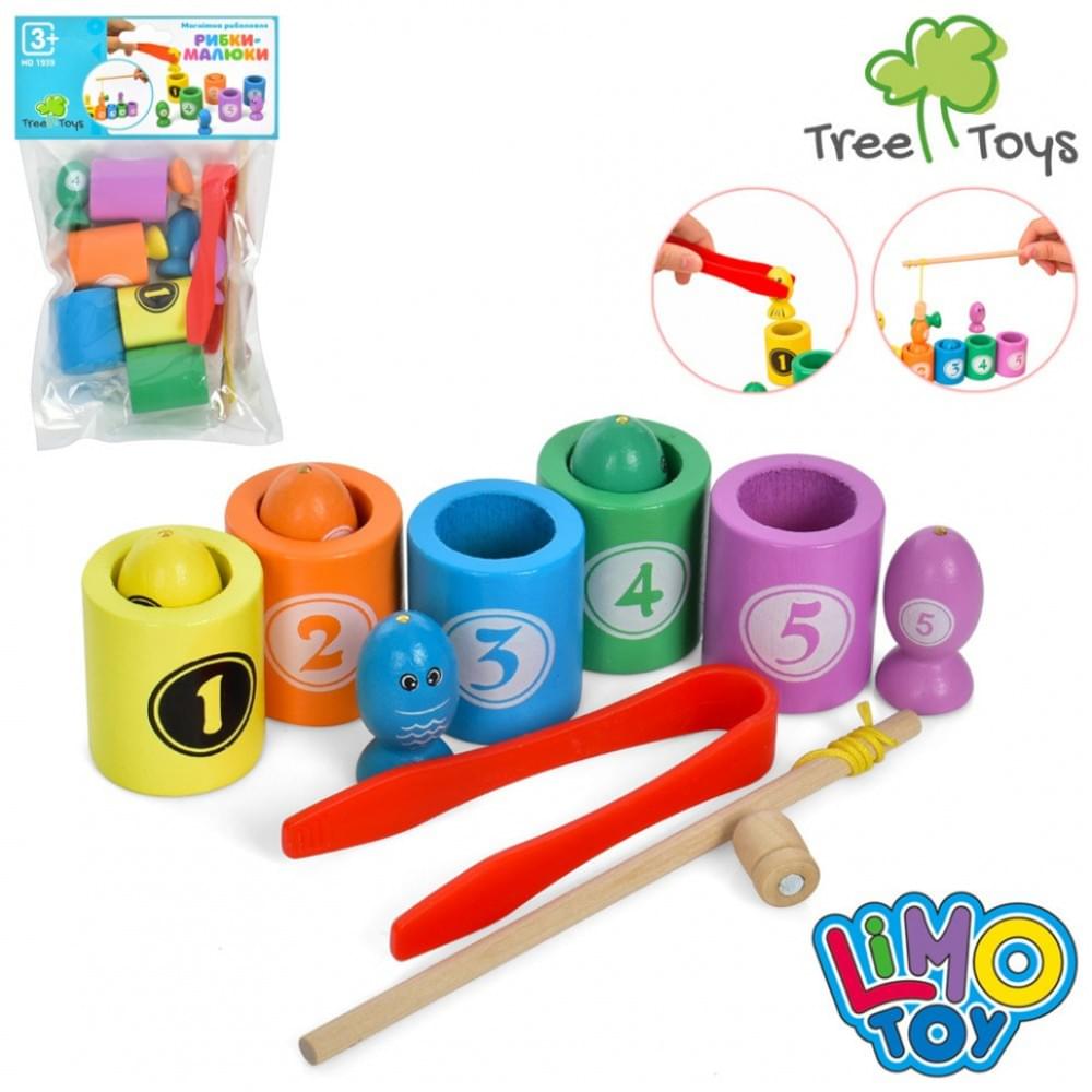 Дерев'яна магнітна іграшка "Рибалка" MD 1939 рибки, вудка, пінцет