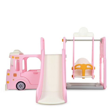 Дитяча гірка-гойдалка WM19090-8пластик, з баскетбольним кільцем