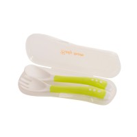 Дитяча набір для годування 6105_зелений (виделочка та ложечка) в футлярі