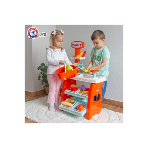 Ігровий дитячий набір "Маркет" 0730TXK прилавок з полицями, кошик, різні продукти