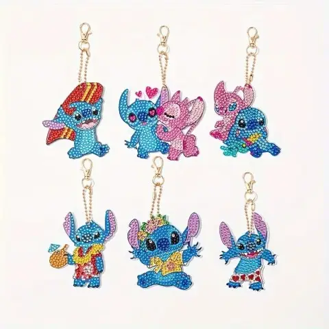 Набір брелків алмазна викладка "Стіч" BR44, 6 шт, з інструментами