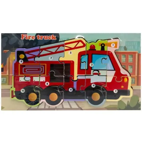 Дерев'яний пазл-вкладиш "Fire Truck" MD 1924-6, 10 елементів