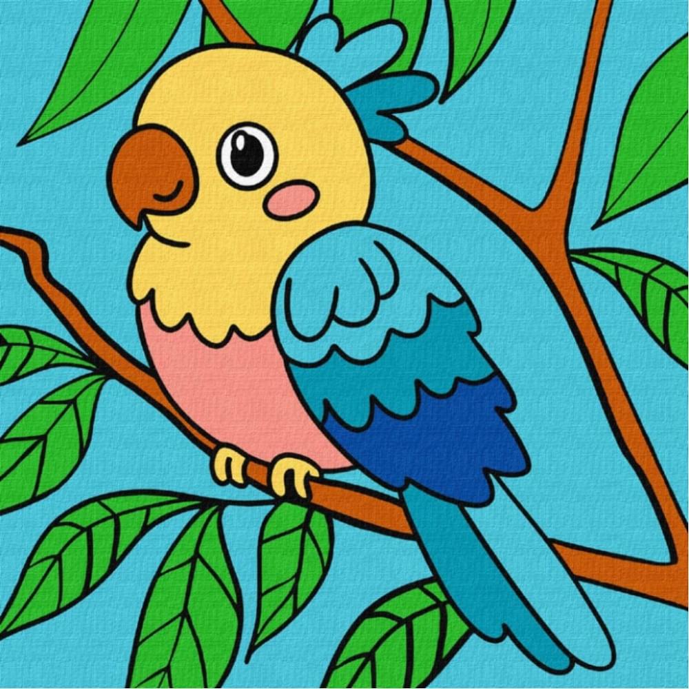 Картина за номерами "Яскрава папужка" KHO9071, 25х25 см