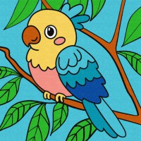 Картина за номерами "Яскрава папужка" KHO9071, 25х25 см