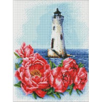 Алмазна мозаїка "Маяк з півоніями" ©Анна Кулик AMO7552 Ідейка 30х40 см
