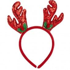 Обідок новорічний "Оленячі ріжкит" 2511(Red) 16,5х14,5 см
