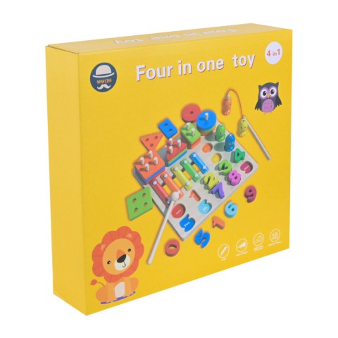 Дитяча дерев’яна іграшка "4 в 1" C9404 рибалка, ксилофон