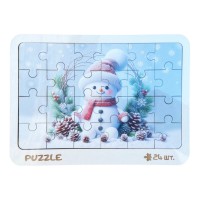 Новорічний пазл-вкладиш "Сніговичок" 3240-19-006, 16х22 см