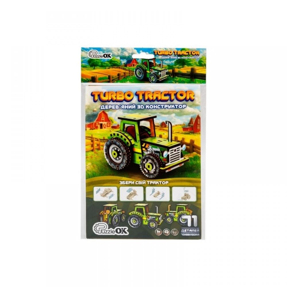Дитячий дерев'яний 3D конструктор "Tурбо трактор" Puz-00960, 71 деталь