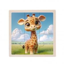 Дитячий дерев'яний пазл-вкладиш "Жираф" MD 1509-19, 6 елементів 9,8 х 9,8 х 0,4 см