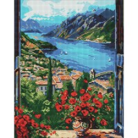 Алмазна мозаїка "Пристань у горах" ©art_selena_ua AMO8095, 40х50 см