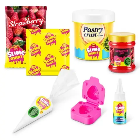 Ігровий набір зі слаймами "Полуничний чізкейк" Slime Mart 15901A серії "Shopping Bag"