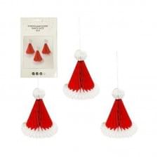 Набір підвісних паперових новорічних прикрас "Шапка Санти" CG-8, 3 шт