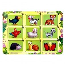 Дерев'яний пазл-вкладиш "Де чий візерунок?" Ubumblebees (ПСФ052) PSF052 сортер-трафарет