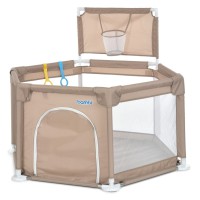 Дитячий манеж MR 1340-BG, бежевий, з баскетбольним кільцем