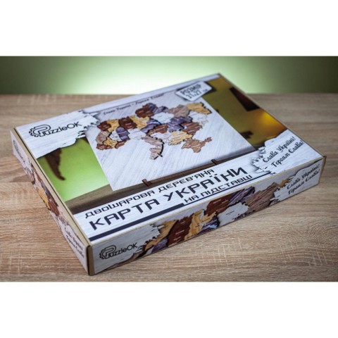 Двошарова дерев’яна "Карта України" Арт-00351 на підставці