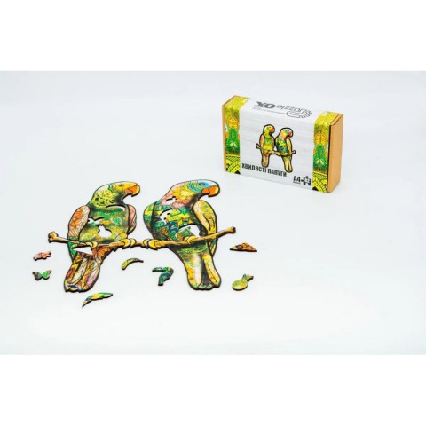 Фігурний дерев'яний пазл A4 Хвилясті папуги PuzA4-01212, 82 деталі