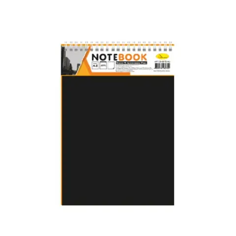 Блокнот А5 В-БП5-80, 80 листів, пружина зверху Чорний