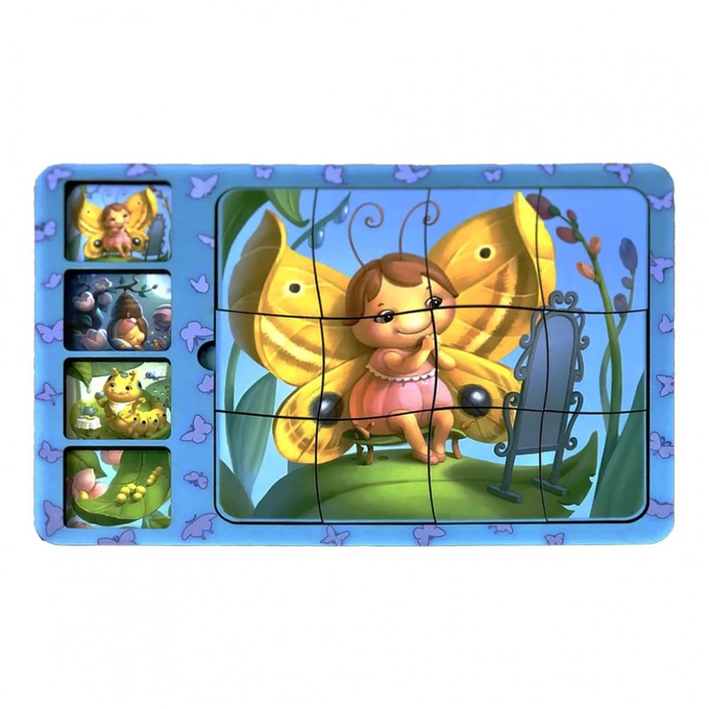 Дерев'яна настільна гра "Етапи розвитку метелика" Ubumblebees (ПСФ017) PSF017 сортер-пазл